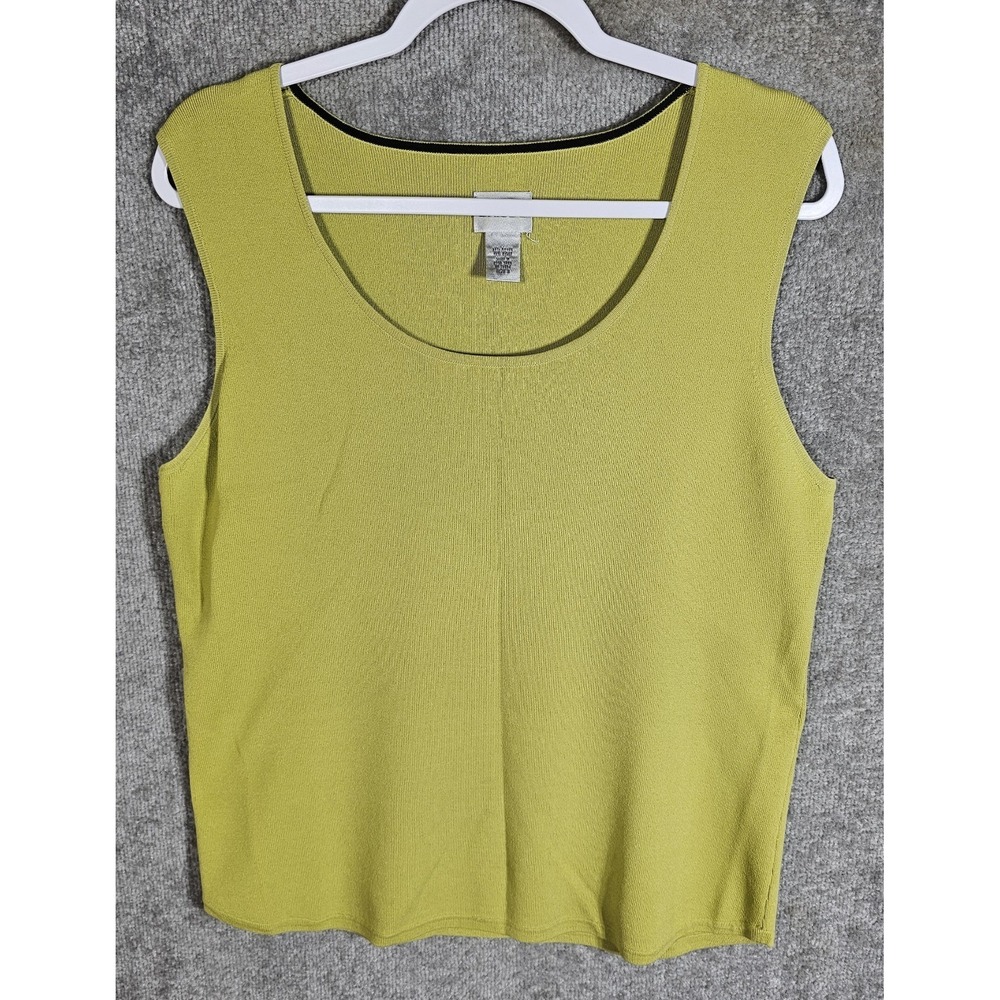 Vintage Chicos Sleeveless Scoop Neck Knit Top Womens Size 3 US Size 16 Green